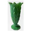 Image 1 : Art Deco Jadite Leaves Pressed Glass Vase #2308697