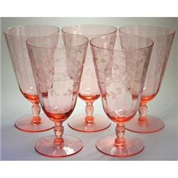 Pink Elegant Depression Glass Ice Tea Goblets #2308718