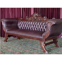 FRENCH VICTORIAN CLEOPATRA LEATHER LIBRARY SOFA#2309235