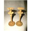 Image 1 : Pair Metal Candle Holders Crusty Yellow C.1910 #2318619
