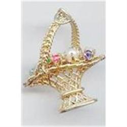 SALE Stunning 14kt y gold Basket with 9 Gems  #2319119