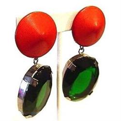 Pair of Leather & Paste Earrings #2319499