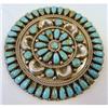 Image 1 : Turquoise Needlepoint Pin Sterlingc1990 #2327104