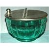 Image 1 : Paneled Green Glass Salt Container RARE  GLASS #2327196