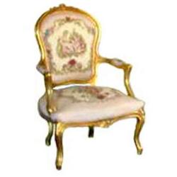 LOUIS XV GILTWOOD ARMCHAIR w/GOBLAIN UPHOLSTERY#2338515