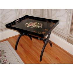 Tole Tray Table C.1920 Large Wooden #2338577