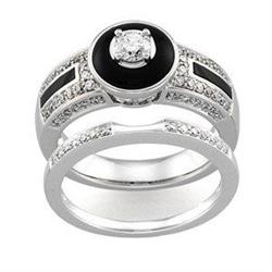 ENGAGEMENT RING w WEDDING BAND DIAMONDS Black #2338845