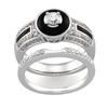 Image 1 : ENGAGEMENT RING w WEDDING BAND DIAMONDS Black #2338845