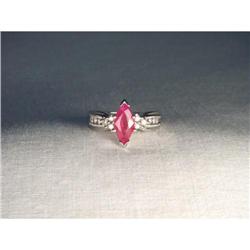 Estate 14K WG Gold Marquise Ruby Diamond Ring #2339189