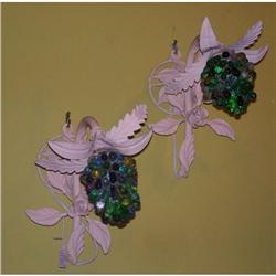 Large Tole Sconces Glass Grape Shades #2348823