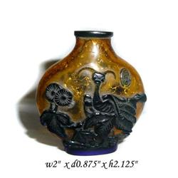 Yellow Base Blue Overlay Peking Glass Snuff #2349167