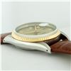 Image 5 : Rolex Mens 2T Champagne Diamond Wristwatch With Brown Leather Band