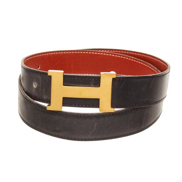 Hermes Black Leather Constance Belt