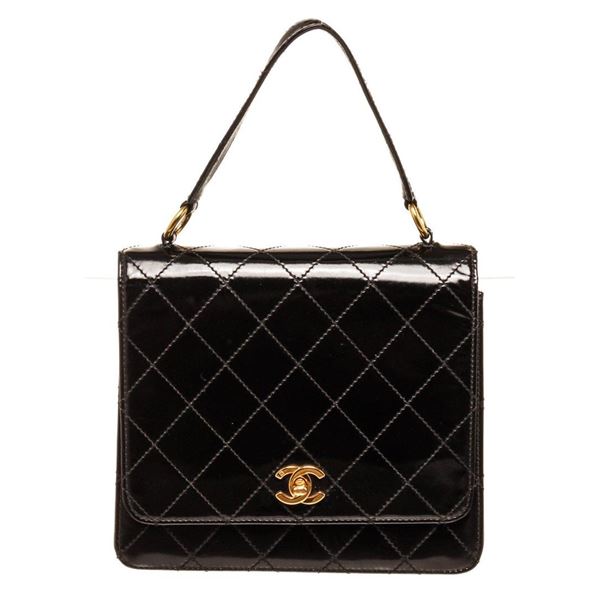 Chanel Black Leather Square Flap Shoulder Bag