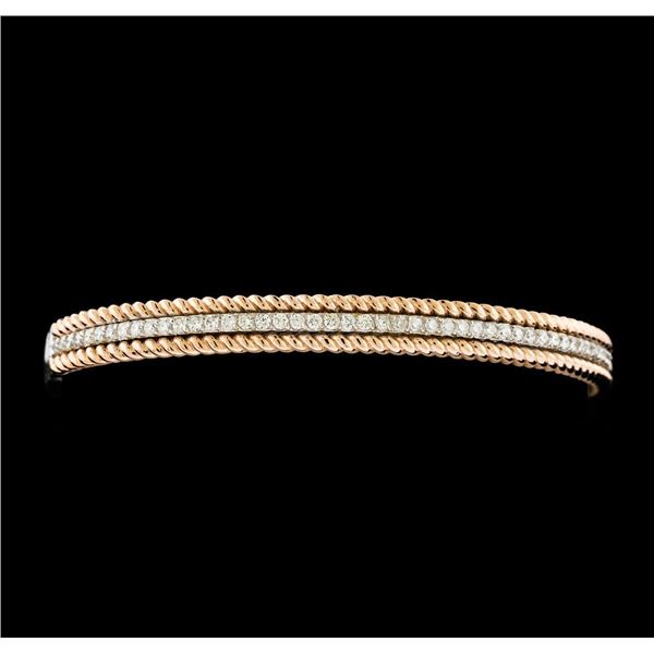 0.95 ctw Diamond Bangle Bracelet - 14KT Rose and White Gold