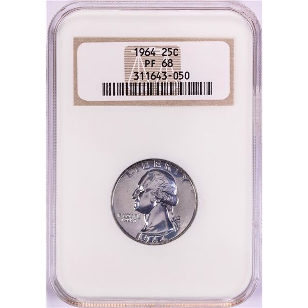 1964 Proof Washington Quarter Coin NGC PF68 Old Fatty Holder
