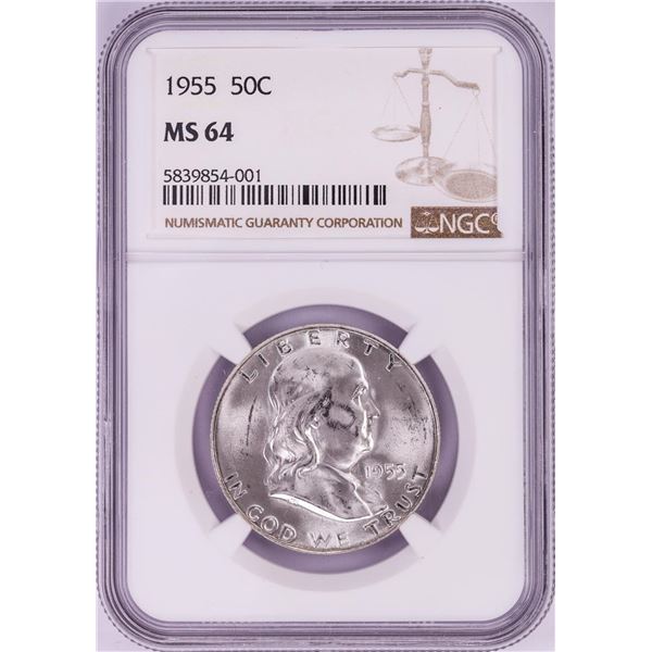 1955 Franklin Half Dollar Coin NGC MS64