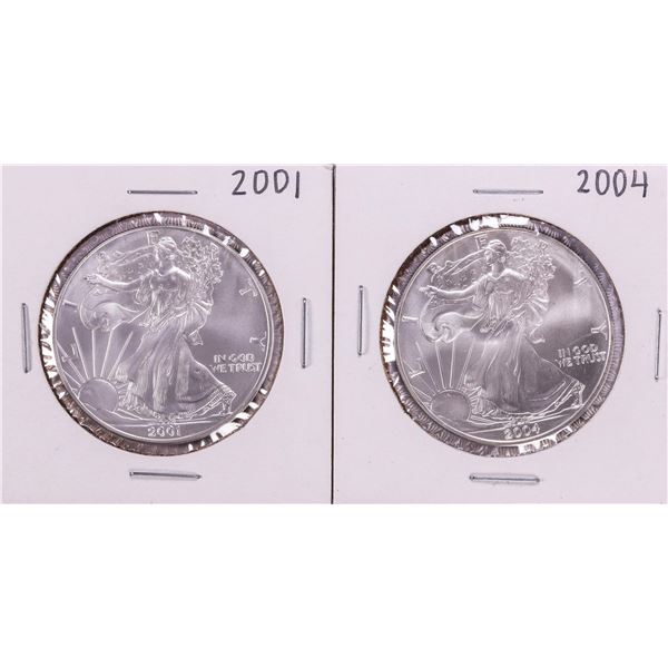 Lot of 2001 & 2004 $1 American Silver Eagle Coins
