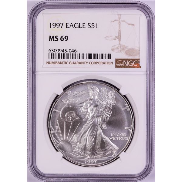 1997 $1 American Silver Eagle Coin NGC MS69