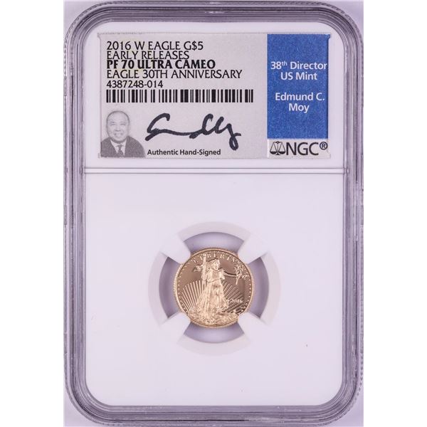 2016-W $5 Proof American Gold Eagle Coin NGC PF70 Ultra Cameo Edmund Moy Signature