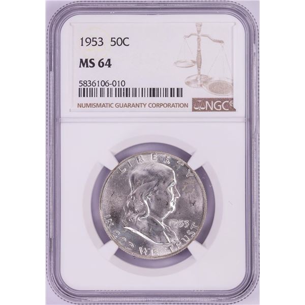 1953 Franklin Half Dollar Coin NGC MS64