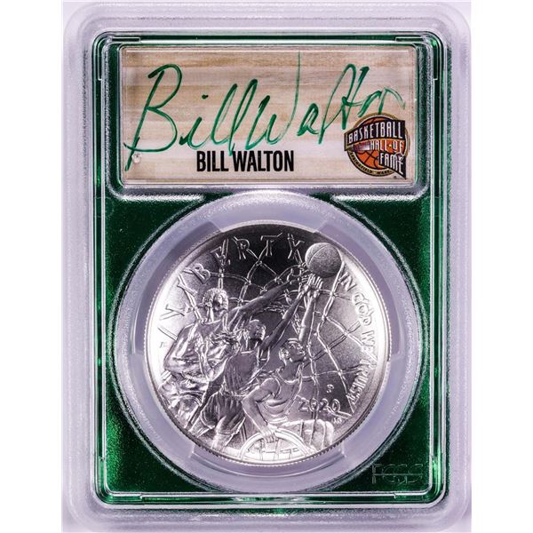 2020-P $1 Basketball HOF Silver Dollar Coin PCGS MS70 Bill Walton Signature FDOI