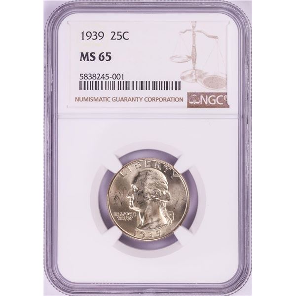 1939 Washington Quarter Coin NGC MS65