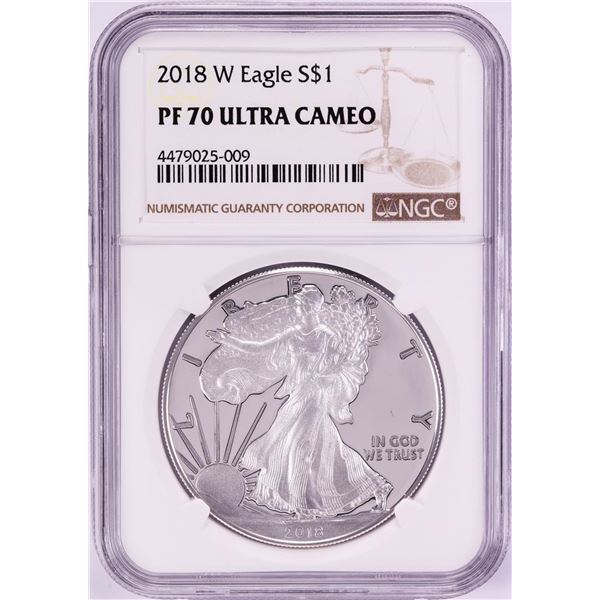 2018-W $1 Proof American Silver Eagle Coin NGC PF70 Ultra Cameo