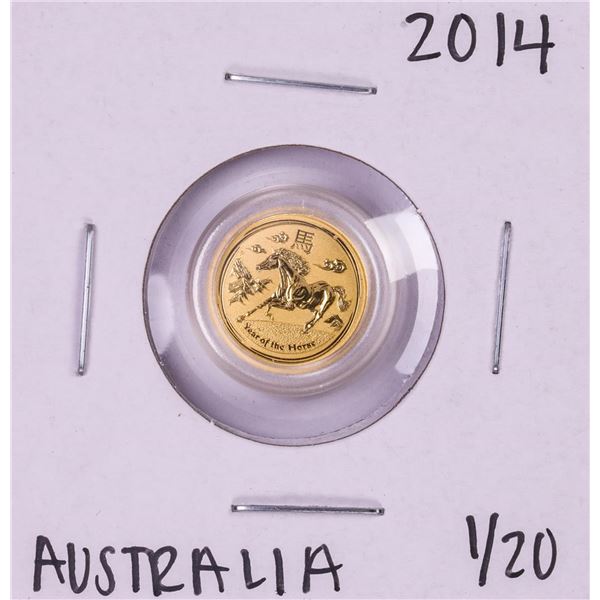 2014 Australia $5 Lunar Year of the Horse 1/20 Oz Gold Coin