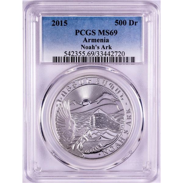 2015 Armenia 500 Dram Noah's Ark Silver Coin PCGS MS69