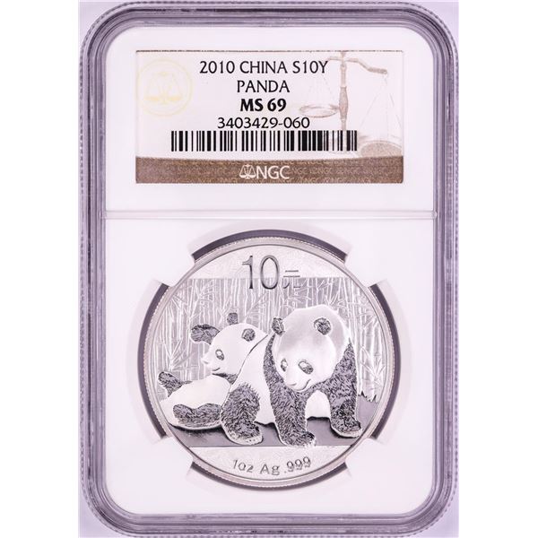 2010 China Panda Silver Coin NGC MS69