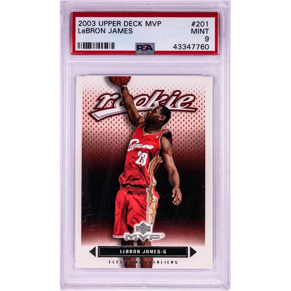 2003 Upper Deck MVP LeBron James Rookie NBA Card #201 PSA Mint 9