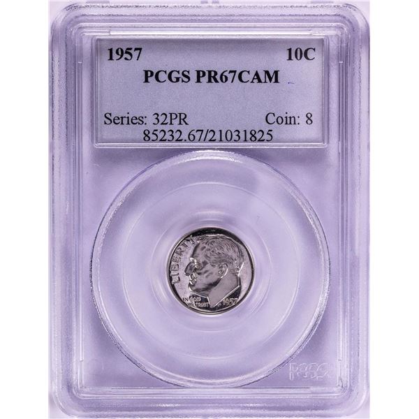 1957 Proof Roosevelt Dime Coin PCGS PR67CAM