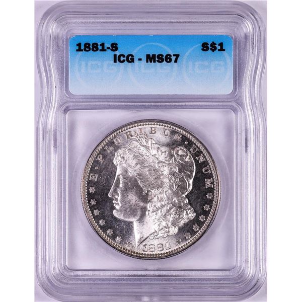 1881-S $1 Morgan Silver Dollar Coin ICG MS67