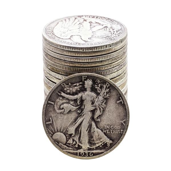 Roll of (20) Assorted Date Walking Liberty Half Dollar Coins Circulated