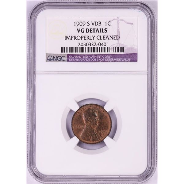 1909-S VDB Lincoln Wheat Cent Coin NGC VG Details