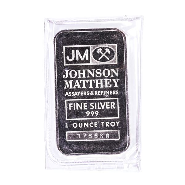 Vintage Johnson Matthey 1 Troy Ounce .999 Fine Silver Bar