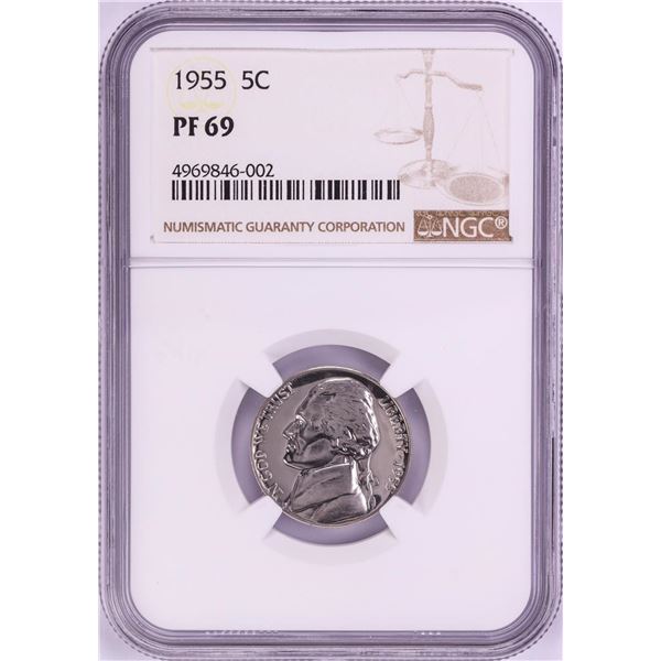 1955 Proof Jefferson Nickel Coin NGC PF69