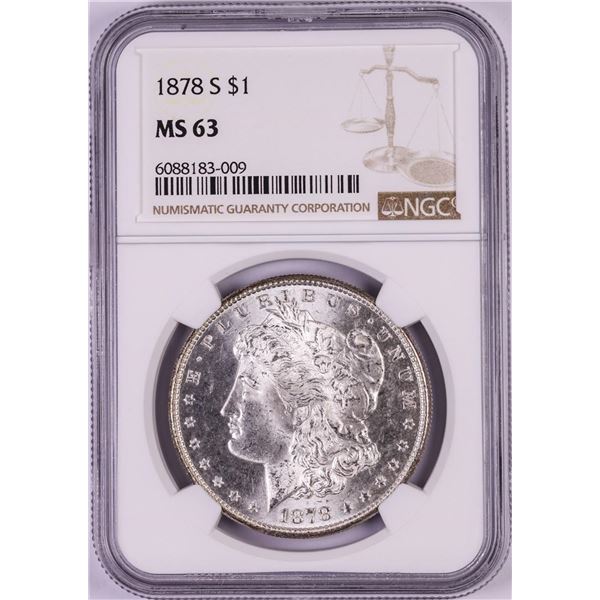 1878-S $1 Morgan Silver Dollar Coin NGC MS63