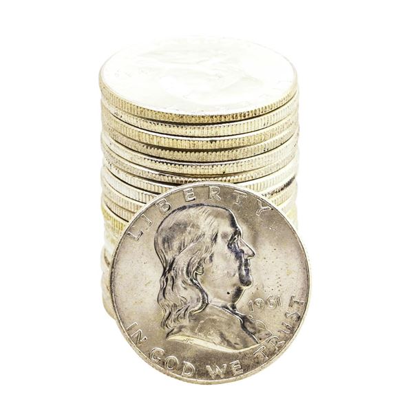 Roll of (20) Brilliant Uncirculated 1961 Franklin Half Dollar Coins