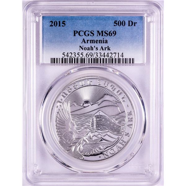 2015 Armenia 500 Dram Noah's Ark Silver Coin PCGS MS69