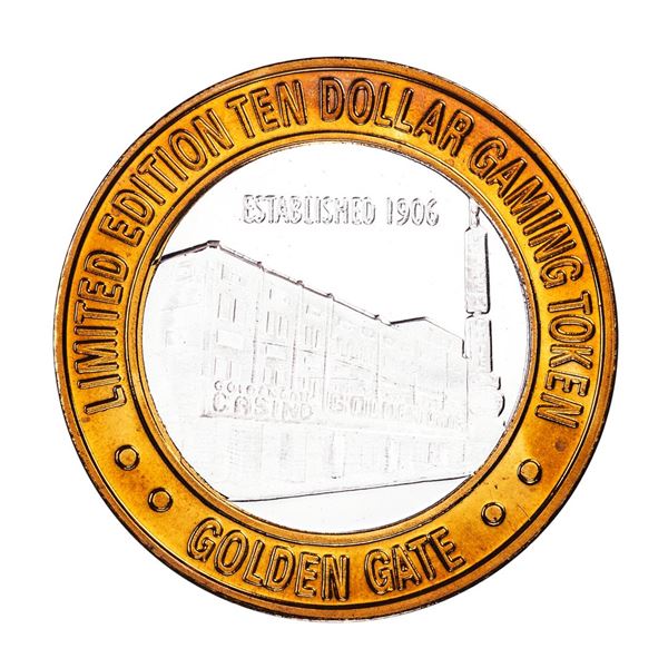 .999 Silver Golden Gate Las Vegas, Nevada $10 Casino Limited Edition Gaming Token
