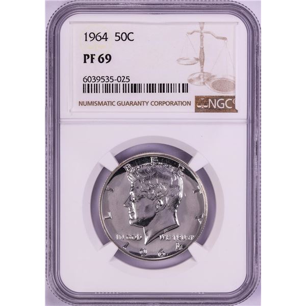 1964 Proof Kennedy Half Dollar Coin NGC PF69