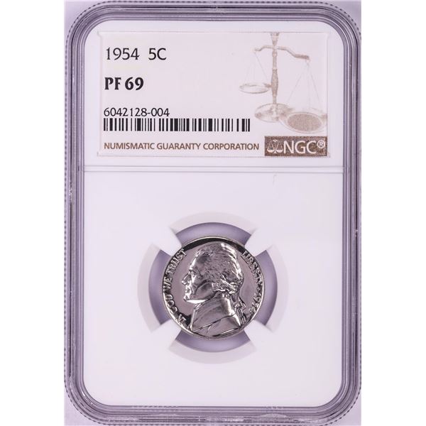 1954 Proof Jefferson Nickel Coin NGC PF69