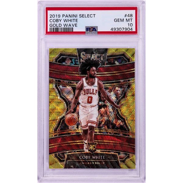 2019 Panini Select Gold Wave Coby White Rookie NBA Card #48 PSA Gem Mint 10