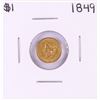Image 1 : 1849 Type 1 $1 Liberty Head Gold Dollar Coin