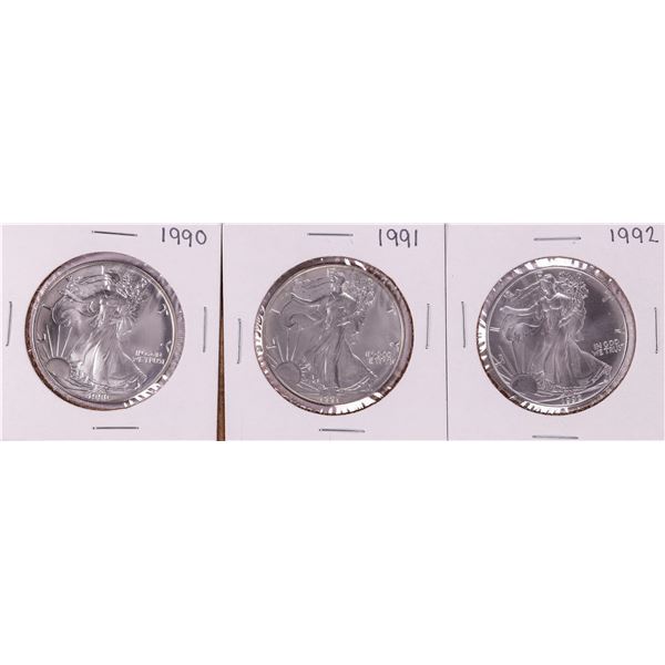 Lot of 1990-1992 $1 American Silver Eagle Coins