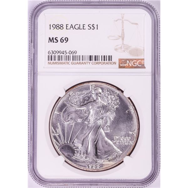 1988 $1 American Silver Eagle Coin NGC MS69