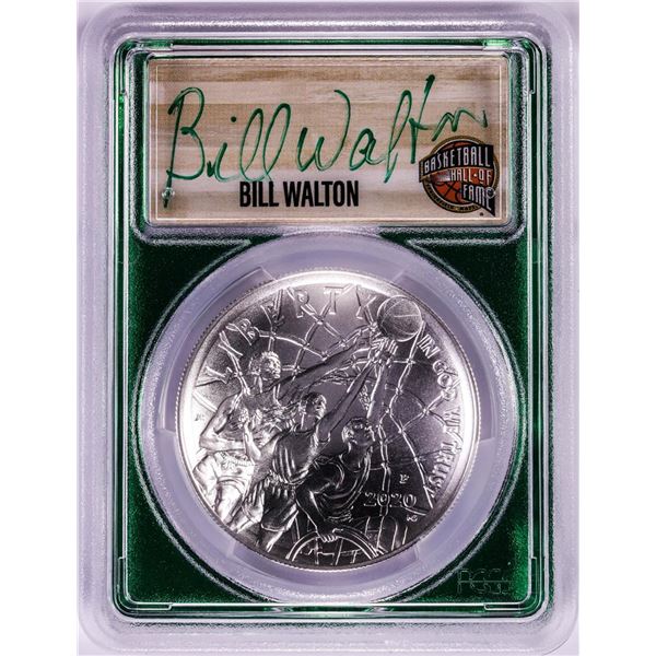 2020-P $1 Basketball HOF Silver Dollar Coin PCGS MS70 Bill Walton Signature FDOI