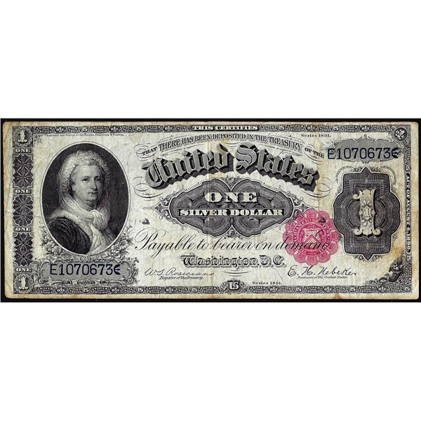 1886 $1 Martha Washington Silver Certificate Note